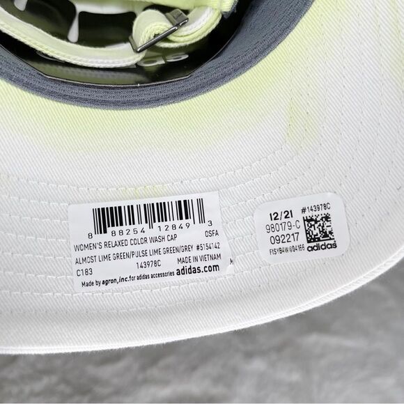 NWT Adidas Aeroready Lime Green & White Tie Dye Watercolor Relaxed Baseball Hat - Picture 5 of 7